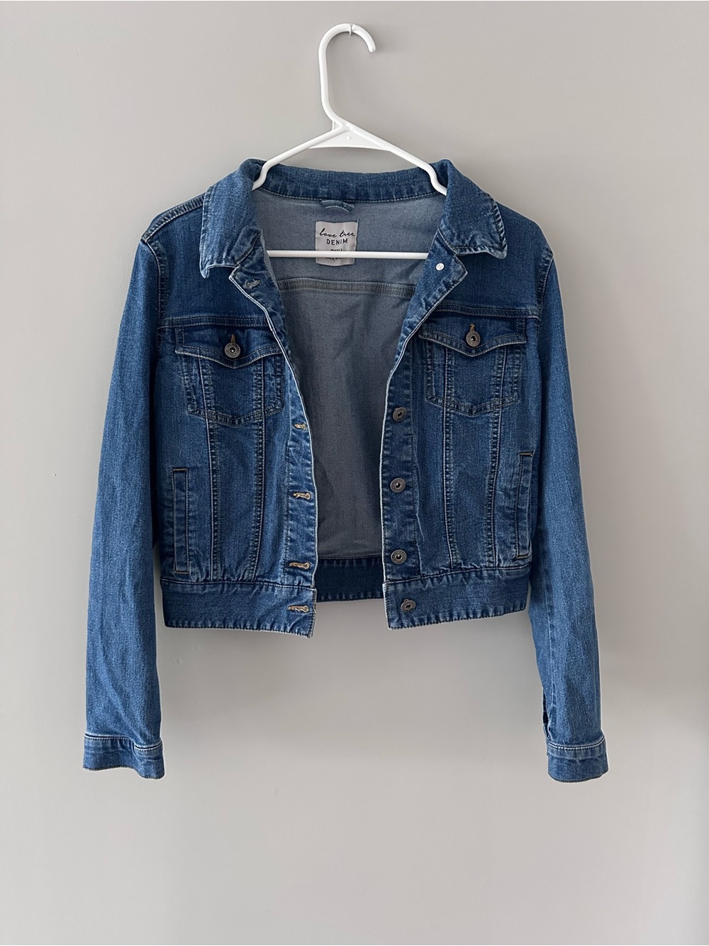 Love Tree Denim Blue Cropped Jean Jacket